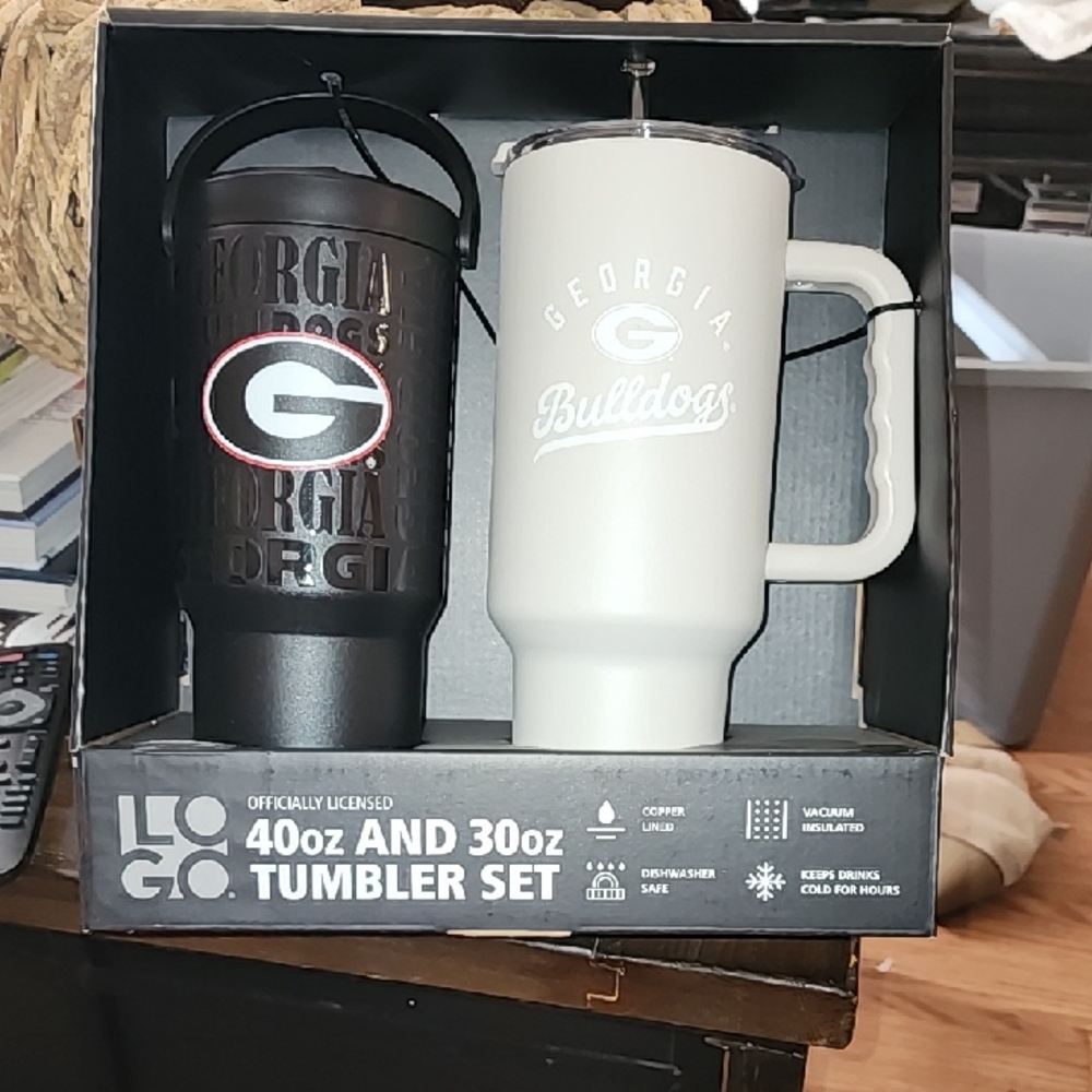 LOGO 40oz & 30oz Tumbler Set - Black & White. UGA. New in Box.